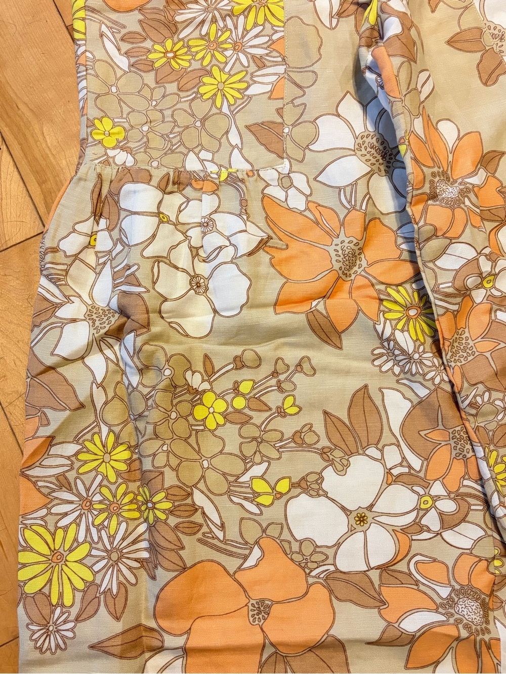 NWT Current Air Floral Tie-Waist linen Wide Leg Pants in Orange, Cream Tan small - Picture 4 of 11
